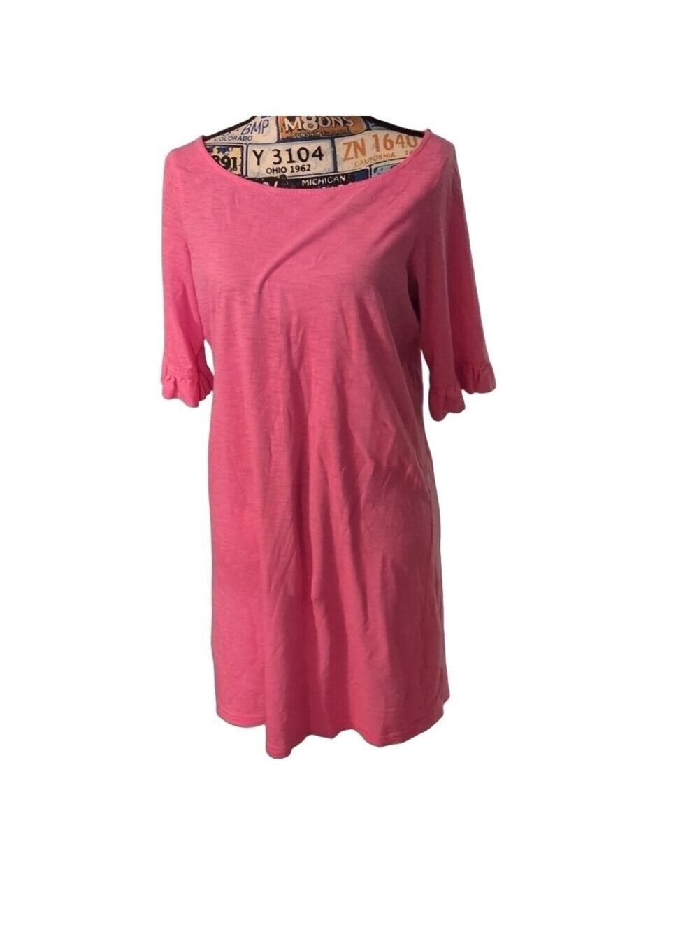 Lilly Pulitzer Ruffled 1/2 Sleeve Pink Mini Dress Size Medium - Picture 2 of 10